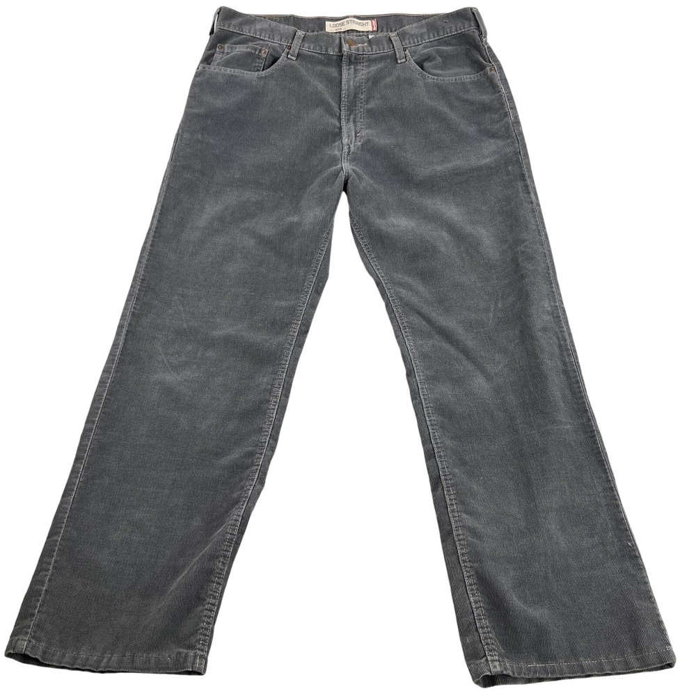 Vtg Y2k Levi's 569 Loose Straight Corduroy Pants 38x32 Gray Cords Wide Leg Baggy